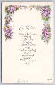 Easter Wishes Poem Violets c1917 Holiday Art Postcard - Picture 1 of 2