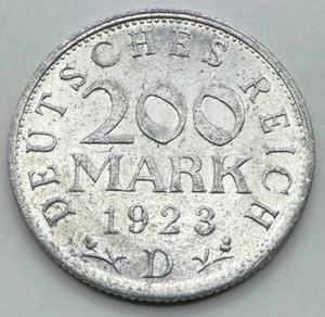 1923 D German 200 Mark Coin - Germany Two Hundred Mark - Free Shipping - Picture 1 of 4