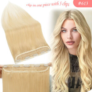 One Piece THICK Clip in 100% Real Remy Human Hair Extensions 3/4 Full Head Weft