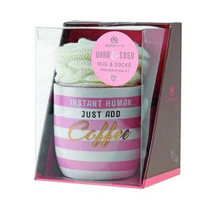 Aroma Home Warm & Cosy ’Instant Human’ Mug & Socks Set - Picture 1 of 3