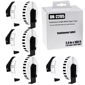 4Rolls 62mmx30.4m DK-2205 Continuous Tape for Brother QL Label Printer - Picture 1 of 12