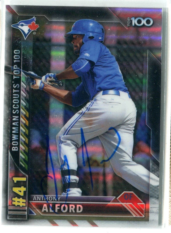 2016 Bowman Chrome Anthony Alford Scouts' Top 100 REFRACTOR AUTO RC BLUE JAYS - Image 1 of 1