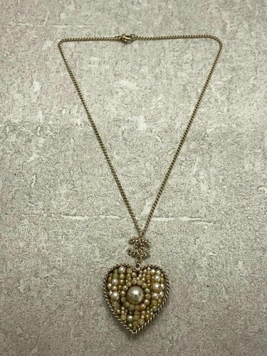 Collana CHANEL Catena di Perla Placcata Argento 44cm Incisione Donna Accessorio CC