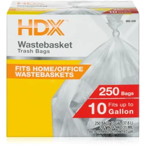 NEW 10 Gal Trash Bags Waste Liner Home Kitchen Office Garbage Bag 250-COUNT - Picture 1 of 4