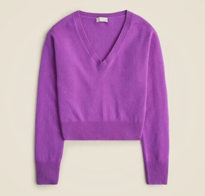 NWT J.Crew Cashmere Shrunken V-neck Sweater in Purple Pullover 3X - Image 1 of 4