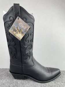 Old West Black Women's Leather Snip Toe 12" Cowboy Western Boots LF1579 Size 8 - Picture 1 of 9