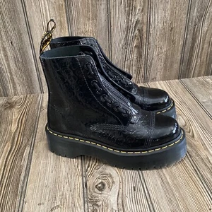 Doc Dr. Martens Sinclair Womens Black Leopard Embossed Leather Boots Size 6 NEW - Picture 1 of 13