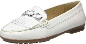 Geox Respira Womens UK 2.5 EU35 White Leather Slip On Chain Moccasin Flats Shoes - Picture 1 of 7