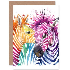 Rainbow Zebra Painting Card With Envelope - Picture 1 of 4