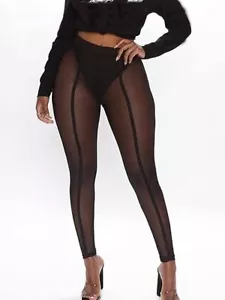 Sexy Pantalones de chándal informales de cintura alta de malla transparente transparentes para mujer - Imagen 1 de 7