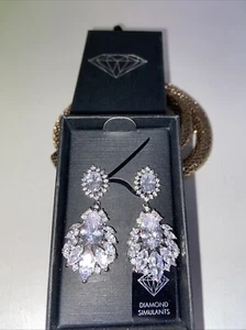 Diamond Simulants Earrings Wedding Premium New Present - Picture 1 of 2