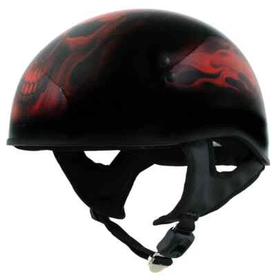 Medio casco tapa calavera motocicleta Hot Leathers 1018 aprobado por el DOT 'Llama Roja' Foto 1 de 4