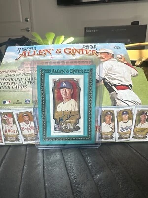 2024 Topps Allen & Ginter Yoshinobu Yamamoto #35/50 Framed Blue Mini Auto RC - Image 1 of 2