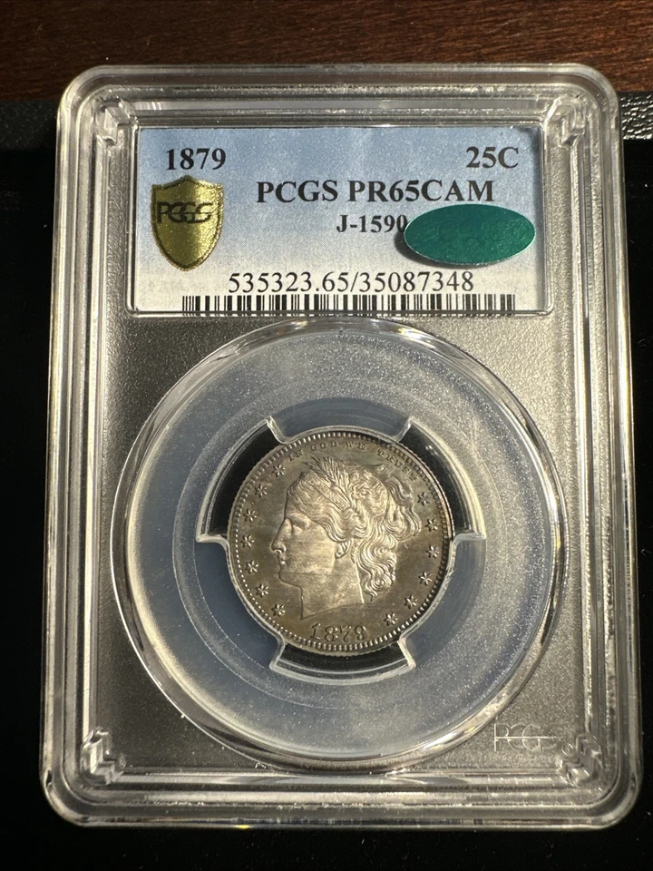 USA 1879 Pattern 25 Cents J-1590 PR65CAM PCGS/CAC - Image 1 of 3