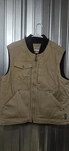 Duluth Trading Weste Herren L hellbraun schwer Canvas gesteppt gefüttert Arbeit Jagd Wandern - Bild 1 von 11