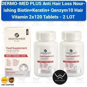 Dermomed Plus Anti Haarausfall Biotin + Q10 Haarvitamin 2×120 Tabletten - 2LOT - Bild 1 von 2