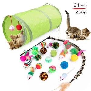 Pet Cat Interactive Toy Kitten Channel Funny Cat Stick Bells Feather Balls Toys - Picture 1 of 14