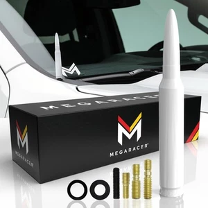 White Universal 50 Cal Bullet Antenna Silverado 1500 Ford F150 RAM GMC Sierra... - Picture 1 of 6