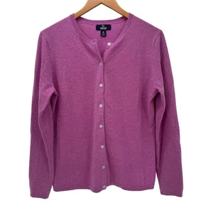 Lands End Sweater Womens Medium Cashmere Cardigan Button Up Knit Coastal Pink - Picture 1 of 8