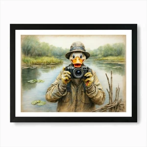 Donald Duck Photographer Art Print Framed Wall Art Poster Canvas Print Picture - Picture 1 of 4