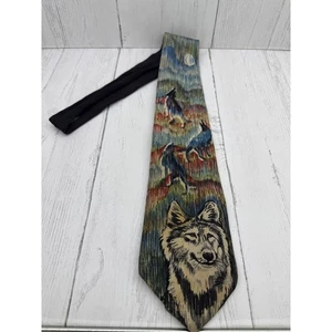 World Wildlife Fund WWF graue Wölfe Vintage Seidenkrepp Krawatte Design 131 abstrakt - Bild 1 von 7