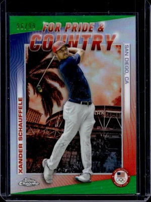 2024 Topps Chrome US Olympics Xander Schauffele For Pride and Country Green #/99 - Image 1 of 2