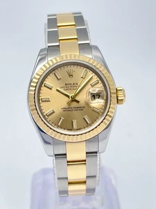 Rolex Datejust 26mm 179173 Factory Champagne Baton Dial Two Tone Oyster Gold - Picture 1 of 14