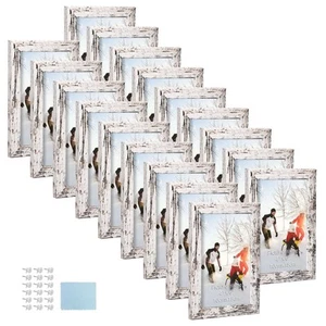 PHAREGE 4x6 Wood Grain Picture Frame Bulk, Set of 18, Distressed White Wood C... - Picture 1 of 7