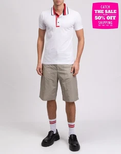 GAUDI JEANS Pique Polo Shirt Size S Logo White Stretch Short Sleeves Slim Fit - Foto 1 di 8
