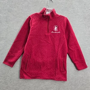 Stanford Cardinals Women Sweatshirt Small Red Logo 1/4 Zip Champion Pockets Mock - Picture 1 of 11