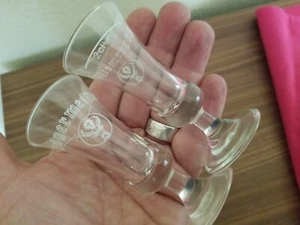 Jagermeister Stemmed Footed Shot Glasses White Stag Logo Barware 2CL lot of 2 - Picture 1 of 4