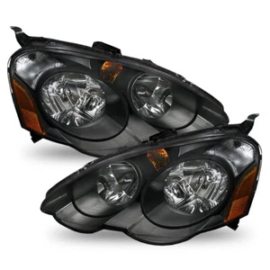 Black Fits 2002-2004 Acura RSX Headlights Lamps Left+Right Replacement 2PCS H - Picture 1 of 24