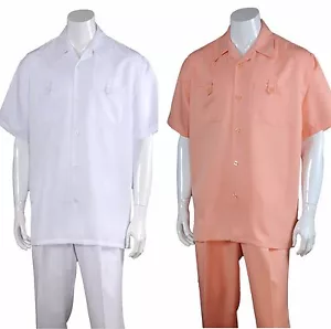 Herrenmode ZWEITEILIGES SET, KURZARM MIT LANGER HOSE Einfarbig M2963 - Bild 1 von 9