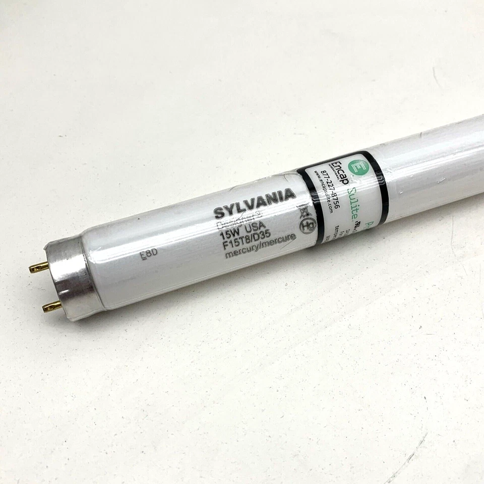 4pk of SYLVANIA F15t8/d 15w Daylight Straight T8 Fluorescent Tube Light Bulb