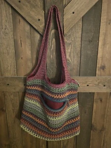 THE SAK Marled Rainbow Stripe Crochet Purse Handbag Shoulder Bag Boho Festival - Picture 1 of 9