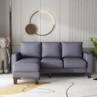 100% Polyester L Shape Sofa With Ottoman In Dark Grey Fabric With Storage