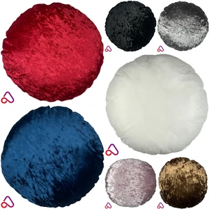 Round Bling Crushed Velvet Cushion With Removeable Insert Handmade Circle Sofa - Picture 1 of 17