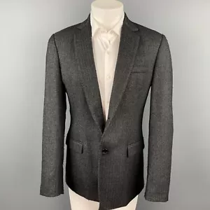 ALLESANDRO DELL' ACQUA Size US 38 / IT 48 Charcoal Herringbone Wool Sport Coat - Picture 1 of 8