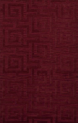 Red Squares Maze Curls Blocks Transitional Area Rug Geometric DV13 - Image 1 of 2