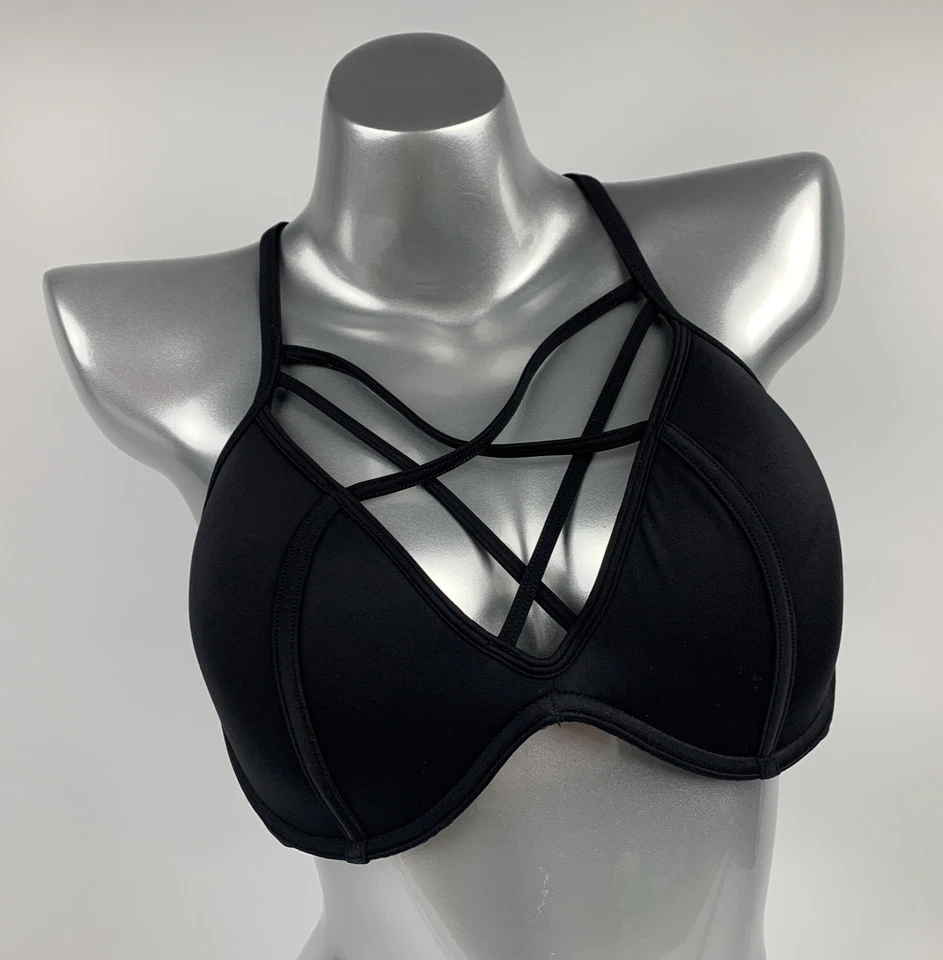 Victorias Secret PINK Bra M Black Underwire Padded Strapped Racer Back  - Image 1 of 4