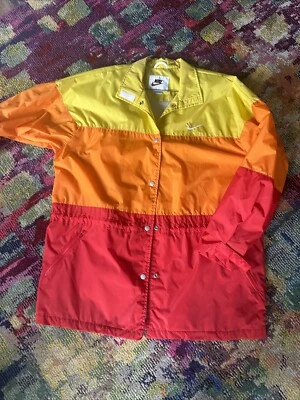 Chaqueta cortavientos vintage Nike Colorblock para mujer amarillo naranja rojo XL Foto 1 de 4