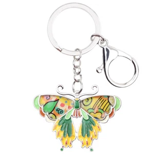 Enamel Alloy Floral Cute Butterfly Keychains Car Key Ring Insects Charms Jewelry - Picture 1 of 11