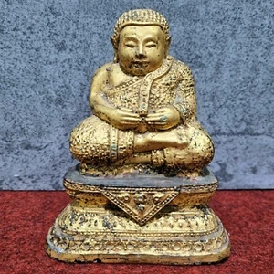Thai Bronze Gold Buddha Statue Sangkajai, Chinese Fat Buddha, Laughing Buddha - Picture 1 of 12
