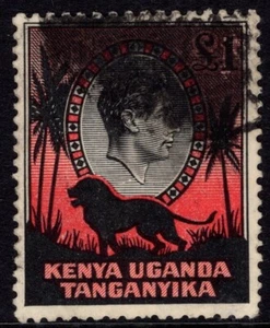 K.U.T. 1938 £1 PERF. 113/4 X 13, SG 150, CANCELACIÓN DE PAQUETES PESADOS, CAT. 180€ - Imagen 1 de 2