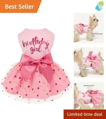 Elegant Birthday Girl Tulle Dress for Small Dogs & Cats - Pink Special Occasion - Image 1 of 4