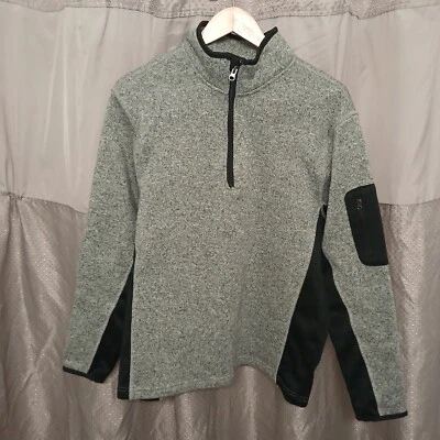 Beverly Hills Polo Mens MeGray/ Black 1/4 Zip Thick Warm Fleece Classic Pullover - Image 1 of 4