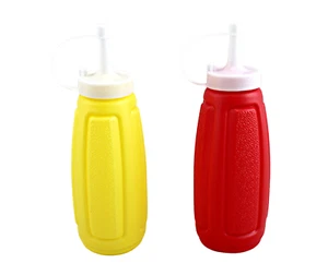 2pk Ketchup Mustard Squeeze Bottles 12oz BPA-Free Plastic BBQ Condiment Se - Picture 1 of 9