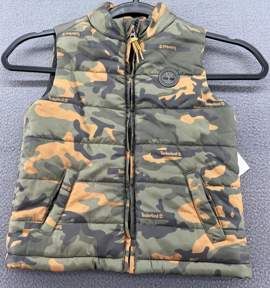 Chaleco Timberland Juvenil Talla 2T Estampado Camuflaje Puffer Cremallera Completa Sin Mangas Foto 1 de 4