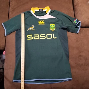 Canterbury South Africa SA Rugby Jersey YOUTH LARGE Green Embroidered SASOL - Picture 1 of 12