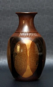 Vintage Pottery Craft USA Geometric Design Mid-Century Brown Vase ~ 10" - Picture 1 of 5